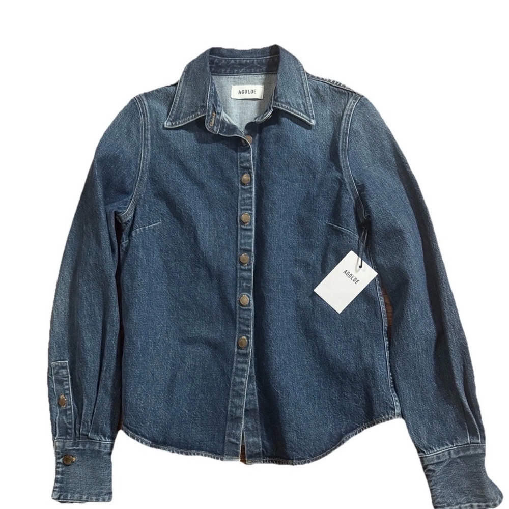NWT Women’s AGOLDE TALIA Episode Blue Denim Button Front Shirt Size Small